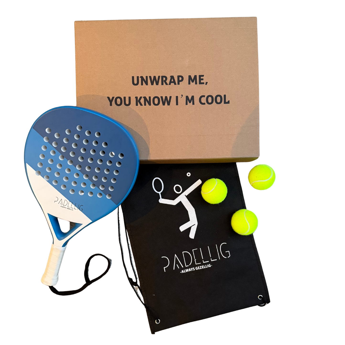 Padelracket Padellig 3K Blue Delight – Inclusief tas & 3 ballen