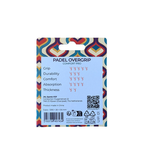 Padellig RETRO overgrip giftbox - Overgrip - Grip - Griptape - Comfort Pro - Padel - Overgrip tennis - Overgrip padel - Blauw, Groen, Paars- 3 stuks