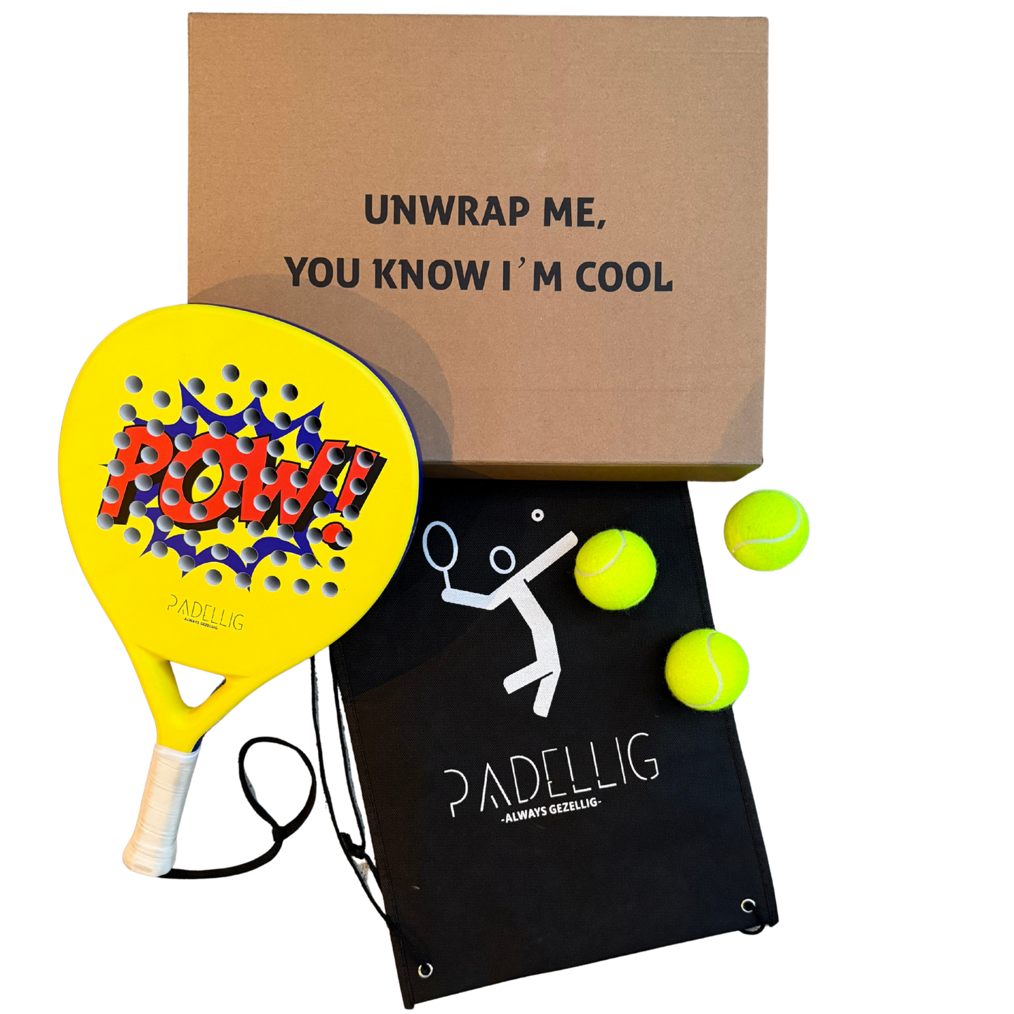 Padelracket Padellig 3K POW! edition – Inclusief tas & 3 ballen