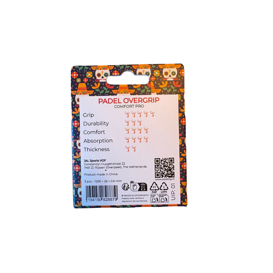 Padellig DIA DE LOS MUERTOS overgrip giftbox - Overgrip - Grip - Griptape - Comfort Pro - Padel - Overgrip tennis - Overgrip padel - Groen, Wit, Rood - 3 stuks