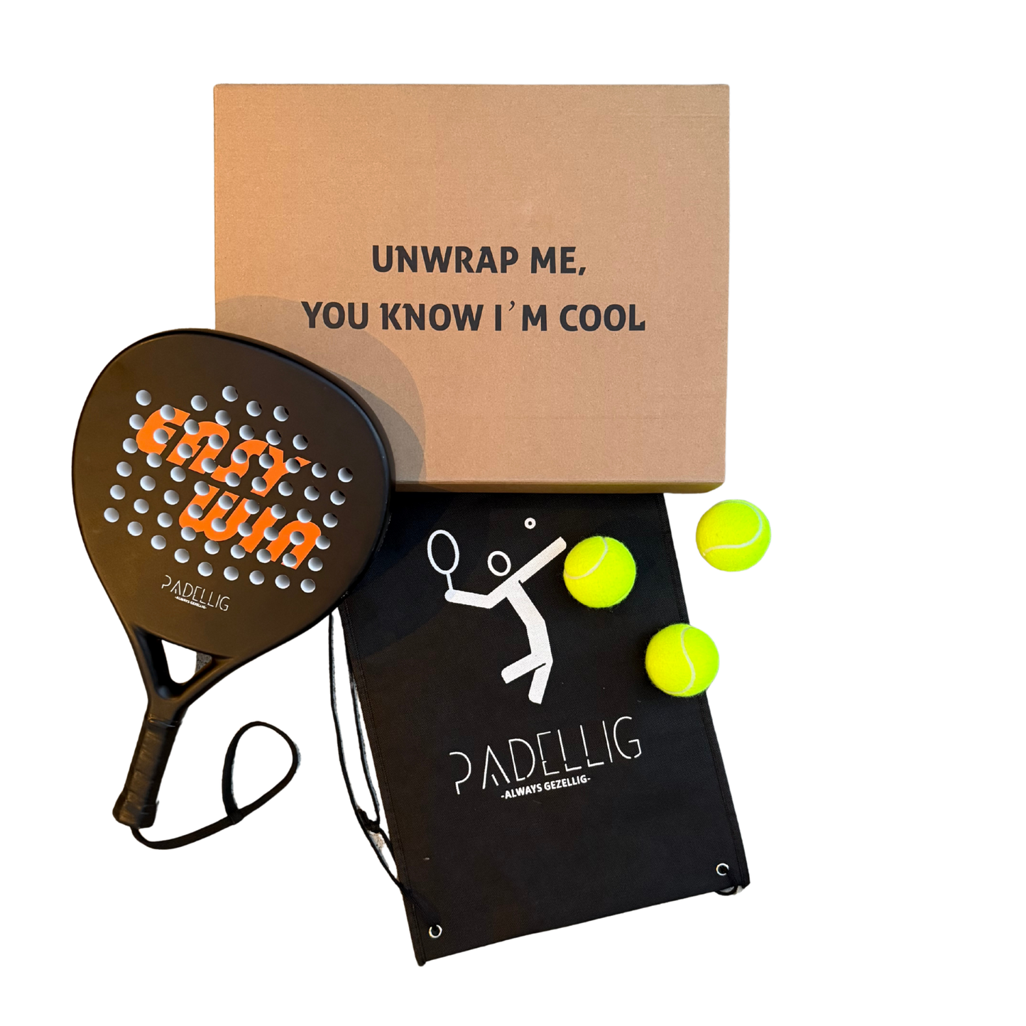Padelracket Padellig 3K EASY WIN – Inclusief tas & 3 ballen