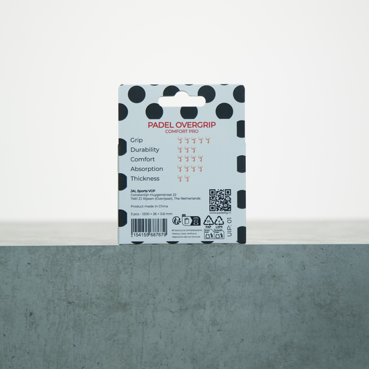 Padellig POLKA DOT overgrip giftbox - Overgrip - Grip - Griptape - Comfort Pro - Padel - Overgrip tennis - Overgrip padel - Zwart, Wit, Zwart - 3 stuks