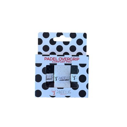Padellig POLKA DOT overgrip giftbox - Overgrip - Grip - Griptape - Comfort Pro - Padel - Overgrip tennis - Overgrip padel - Zwart, Wit, Zwart - 3 stuks