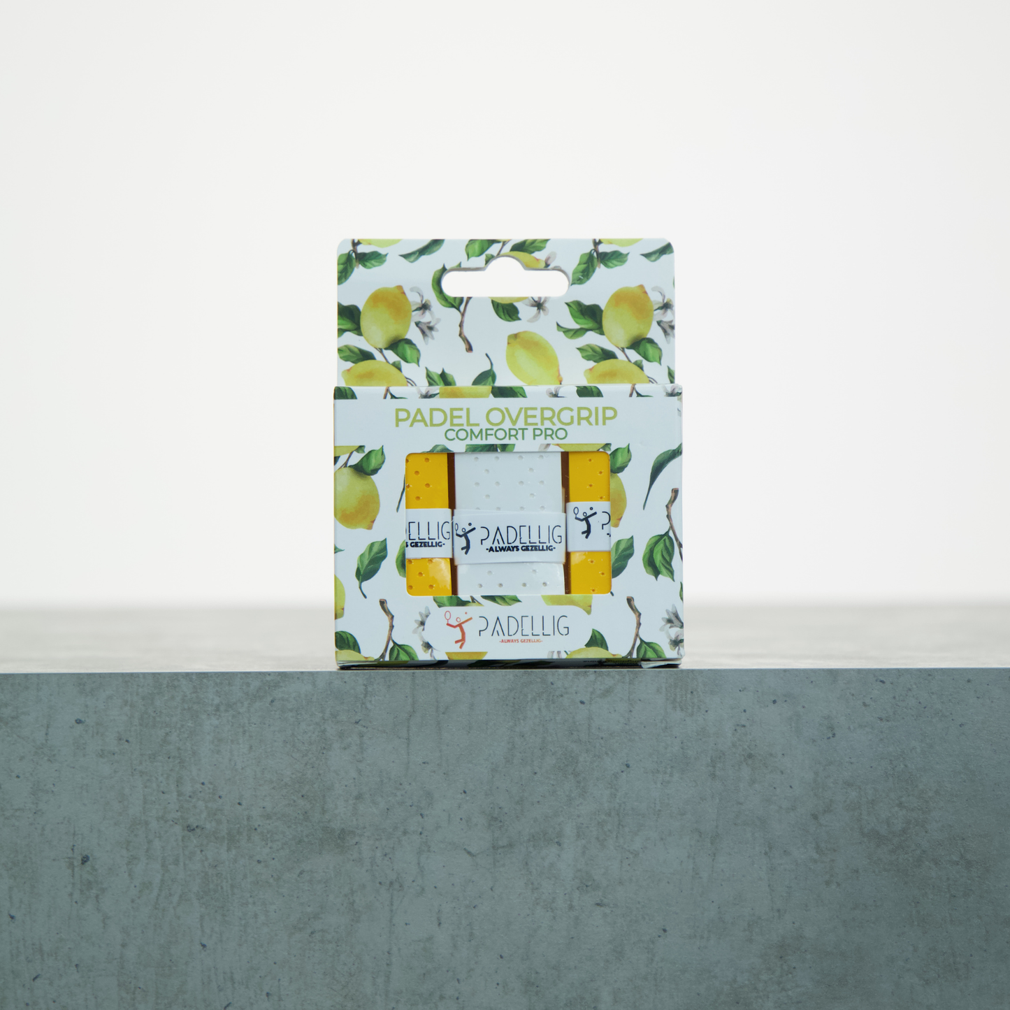 Padellig LEMON TREE overgrip giftbox - Overgrip - Grip - Griptape - Comfort Pro - Padel - Overgrip tennis - Overgrip padel - Geel, Wit, Geel - 3 stuks