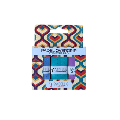Padellig RETRO overgrip giftbox - Overgrip - Grip - Griptape - Comfort Pro - Padel - Overgrip tennis - Overgrip padel - Blauw, Groen, Paars- 3 stuks