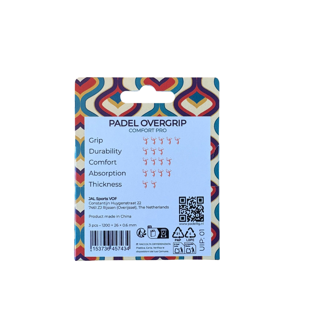 Padellig RETRO overgrip giftbox - Overgrip - Grip - Griptape - Comfort Pro - Padel - Overgrip tennis - Overgrip padel - Blauw, Groen, Paars- 3 stuks