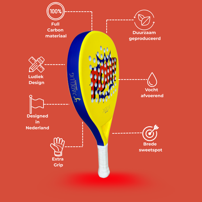 Padelracket Padellig 3K POW! edition – Inclusief tas & 3 ballen