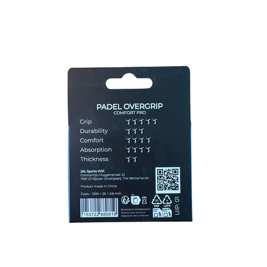 Padellig BACK IN BLACK overgrip giftbox - Overgrip - Grip - Griptape - Comfort Pro - Padel - Overgrip tennis - Overgrip padel - Zwart, Zwart, Zwart- 3 stuks