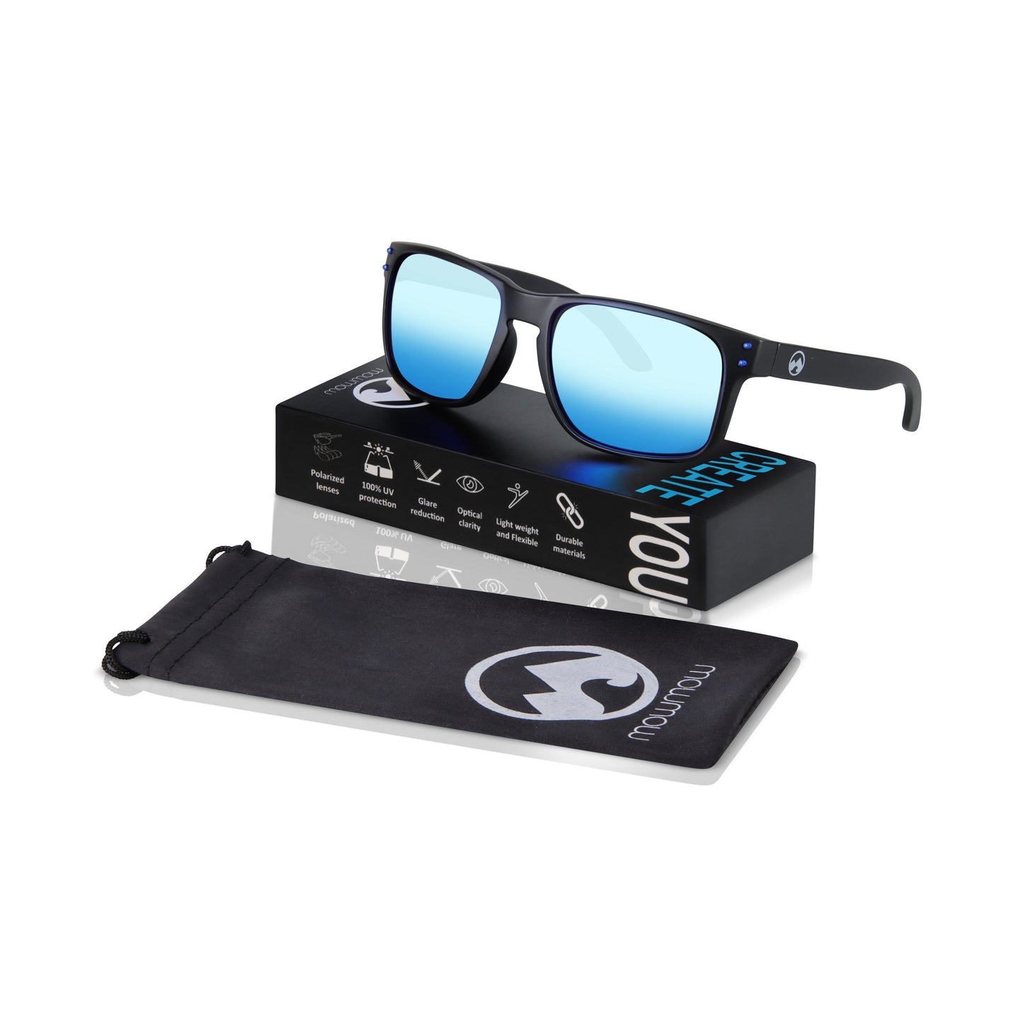 Padelbril - Slide - Matte black frame | ice blue lens