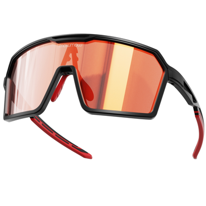 Padelbril - Wizard-002 - Matte black | clear to full orange red Revo