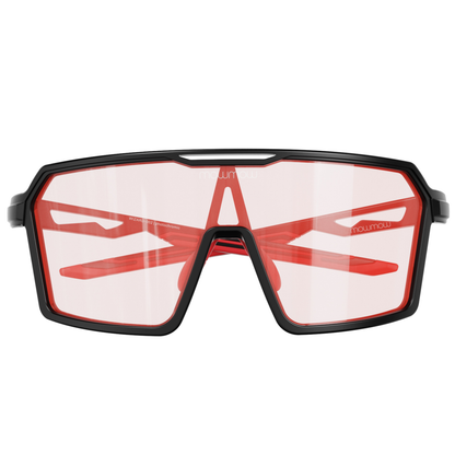 Padelbril - Wizard-002 - Matte black | clear to full orange red Revo