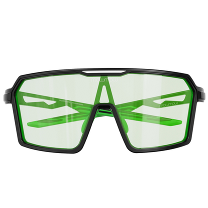 Padelbril - Wizard-008 - Matte black | clear to full green Revo