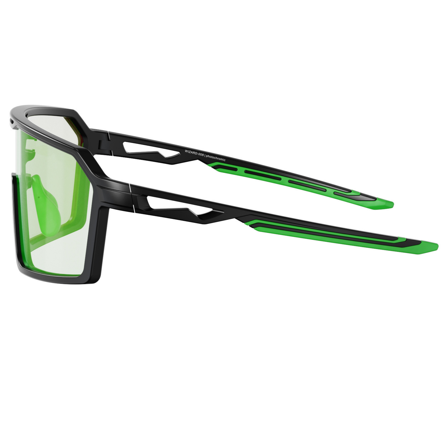 Padelbril - Wizard-008 - Matte black | clear to full green Revo