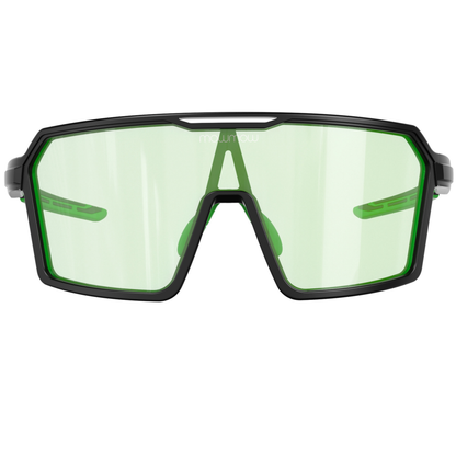 Padelbril - Wizard-008 - Matte black | clear to full green Revo